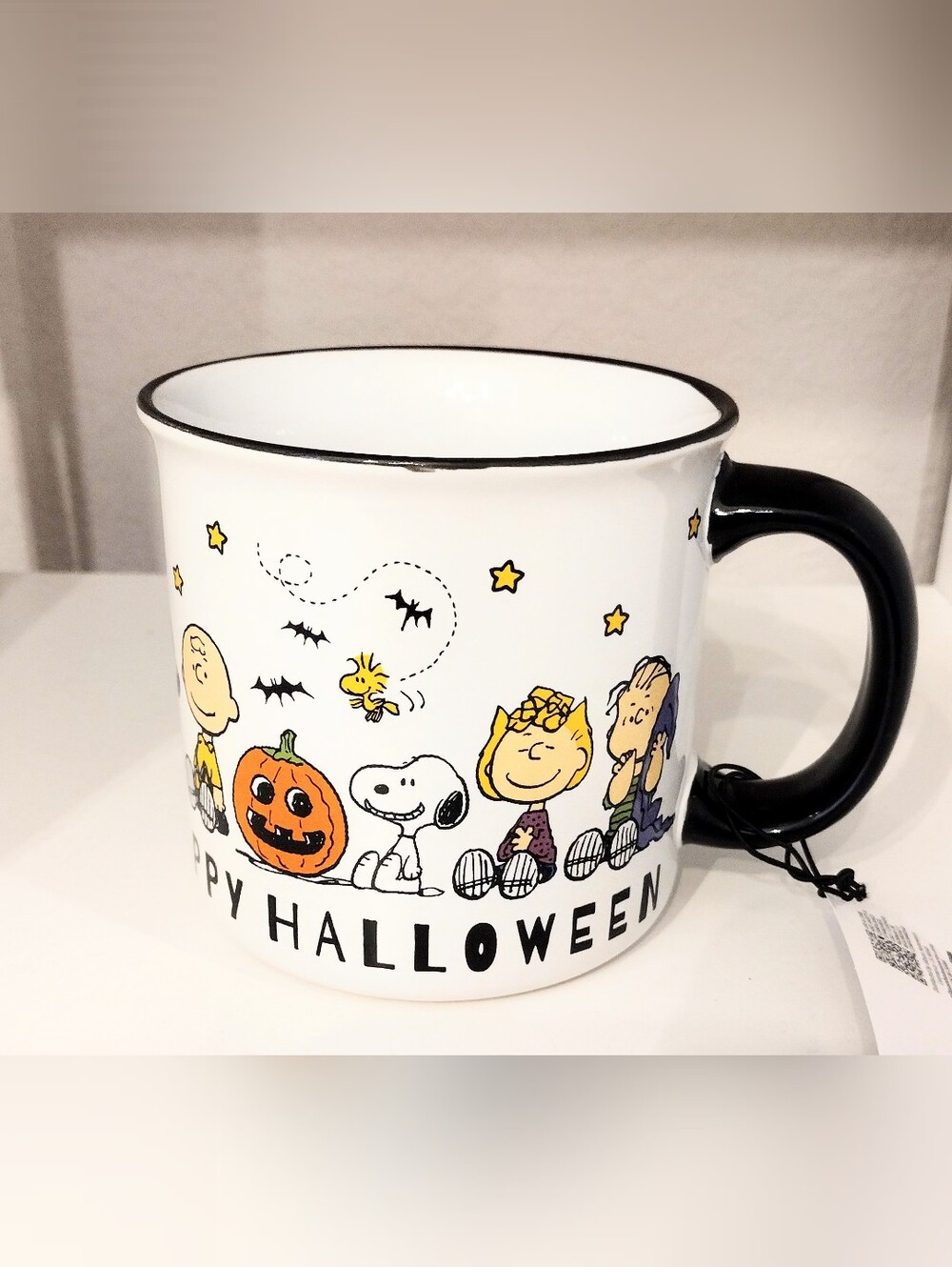 Peanuts & Friends Halloween White Ceramic Mug with Black Handle